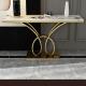 Rectangular Contemporary Metal Console Table With Marble Table Top