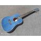 Custom Solid Spruce Top D Shape Acoustic Guitar in Blue Color Veneer Maple Back Side