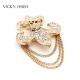 VICKY.HSIEH Gold Tone Clear Rhinestone Pave Anchor Brooches