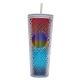 Semi Transparent Honeycomb Textured Tumbler With Straw 24 Ounce Volume