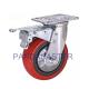 Red Thick Polyurethane Heavy Duty Casters 6 Inch Swivel Caster With Brake