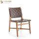 Italian Style Leather Upholstered Seat Dining Chair 62cm width Solid Wood legs