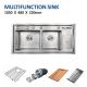 Topmount Apron Front Multifunction Sink 42' Double Bowl Knife Holder 105x48