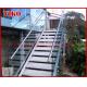 Double Steel Plate Staircase VK52S  Tread beech ,Railing tempered glass, Handrail b eech Stringer,carbon