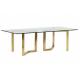 10 Person Gold  Glass Mirrored Dining Table With Stainless Steel Base