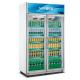 998L Upright Display Refrigerator Cooler Glass 2 Door Vertical Chiller