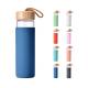 500ml Bpa Free Safe Borosilicate Glass Water Bottle With Bamboo Lid Silicone Sleeve