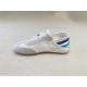 Women flat satin sneakers with color bars and breathable with lace shoelace