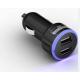 5V2.1ANew Mini Dual USB Car Power Quick Charger Charging Auto Adapter Blue LED Light Black