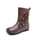 S234 Leather handmade flowers women's boots thickened woolly cotton shoes in tube leather women's shoes