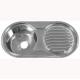 0.7mm Brushed Stainless Steel Kitchen Sink With Drainboard 1 Faucet Hole