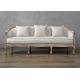 Antique french louis wooden frame sofa linen fabric french style sofa classic upholstered three seat sofa