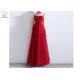 Beaded Red Ball Gown Dress Sleeveless Heart Shaped Bust Sweep Train Tulle Type