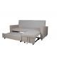 Gray Cotton Home Sofa Bed Convertible Adjustable Footrest With Side Pocket