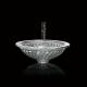 Silver Funnel Shaped Crystal Wash Basins Chromed Etched Glass Vessel Sinks