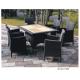 Teak table top with 4 wicker dining chair set -8186