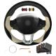 Hand Sewing DIY Black Suede Leather Beige Design Personalized Steering Wheel Cover For Peugeot 2008
