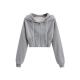 Ultra Short Style Sports Hoodies Waist Closed Fish Bone Long Sleeve