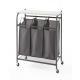 Metal Three Grid Foldable Laundry Cart , 74cm Length Metal Hamper Basket
