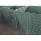 Square Hole Military Hesco Barriers Gabion Mesh Box With Green Geotextile