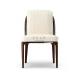 Wooden Legs Upholstered White Genuine Leather Dining Chair  W006D6