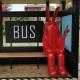 Handmade Red Painting Fiberglass Rabbit Statue ODM