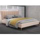 Wing Back Frame Upholstered fabric bed cream-coloured King size