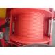 Red 10 Ton Rope Winch Machine , Grooved Drum Winch Automatic Rope Arrangement