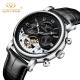 KINYUED leather tourbillion watch mechanical mens moon phase automatic mechanical watch