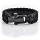 Adjustable Paracord Survival Bracelet with Stainless Shackle and Durable Nylon Rope
