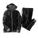 Windproof Mens Black Velour Tracksuit , Mens Sweat Suits Sets Soft Feeling