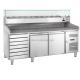 Supply Restaurant Kitchen Pizza Prep Table Refrigerator 2 Meters Marble Top