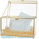 Glass Wedding Card Box With Slot, Clear Card Box Gold Brass Gift Card Storage Box Perfect For Wedding Receptions
