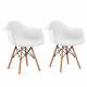 Natural Wood Legs Modern Dining Armchair Easily Assemble Molded Plastic Shell