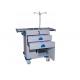 Silver Trolley For Hospital Usage Medicine Trolley Cart With 3-5 Drawers Plastic