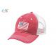100% Cotton Twill Red Baseball Cap , Personalized Baseball Caps With Polyester Mesh Back