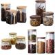 4.52 Transparent Glass Containers With Wood Lids Food Storage 950ml Anti Spill