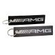 Embroidered AMG Logo Key Chain Accessory Crew Tag Ring Black Gray Silver Font