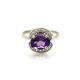 925 Silver  7mmx9mm Oval Purple Cubic Zircon Gemstone Ring (F30)