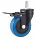 medium duty 5 threaded stem blue elastic rubber caster total brake, 5 screw high elastic rubber castor