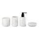 Kalala White Nature Marble Bathroom Accessories Set Round Shape With Black Pump Marble Soap Dispenser