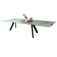 Modern Extension Dining Table 3D Printed Texture Steel Frame 8-10 Person