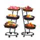 Supermarket Shelf Fruit And Vegetable Display Rack With Rattan Basket wooden racks for shop displays