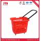 45L Plastic Shopping Basket With Handle HDPP Three Wheels