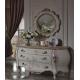 French Classical White Dresser With Mirror / Three Drawers Full Solid Wood