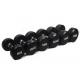 Black Round Head Rubberized Fixed Dumbbell Cast Iron Fitness Equipment