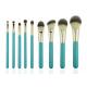 Soft Fiber Hair Foundation Makeup Brush Blue Wooden Handle With Case