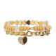 Bright Yellow Half Chain Half Beads Bracelet With 14k Gold Zircon Love Heart Pendant