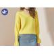 Candy Color Trumpet Cuff Womens Knit Pullover Sweater / Ladies V Neck Jumper