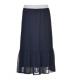 Black Color Long Chiffon Pleated Ladies' Skirts With Frill Around The Hem